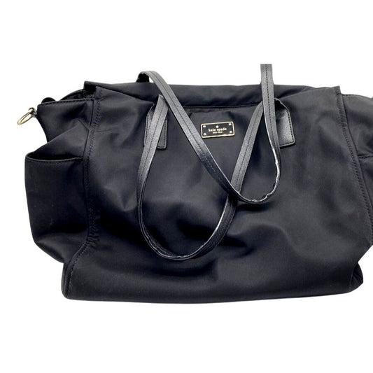 Kate Spade Black Nylon Diaper Bag With Leather Straps & Multiple Pockets