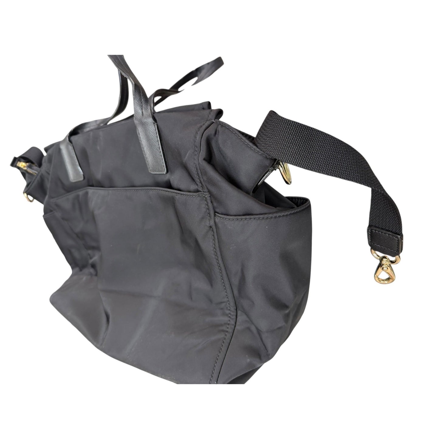 Kate Spade Black Nylon Diaper Bag With Leather Straps & Multiple Pockets