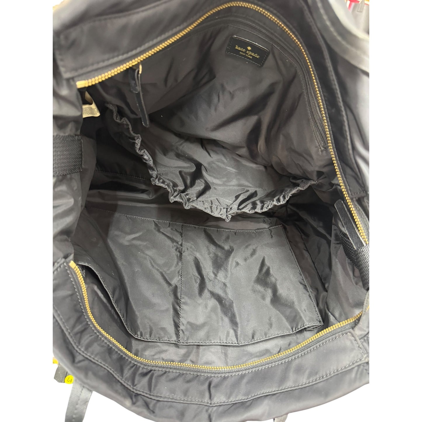 Kate Spade Black Nylon Diaper Bag With Leather Straps & Multiple Pockets