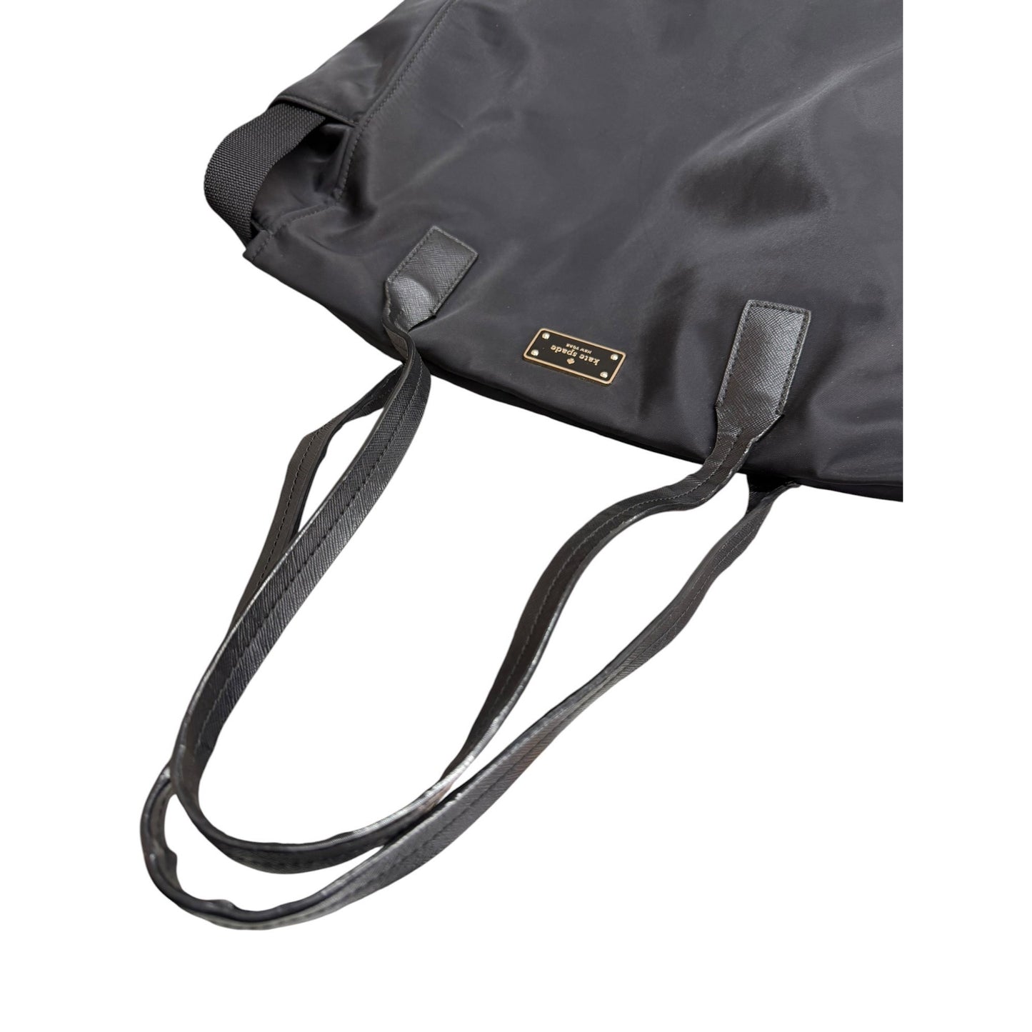 Kate Spade Black Nylon Diaper Bag With Leather Straps & Multiple Pockets