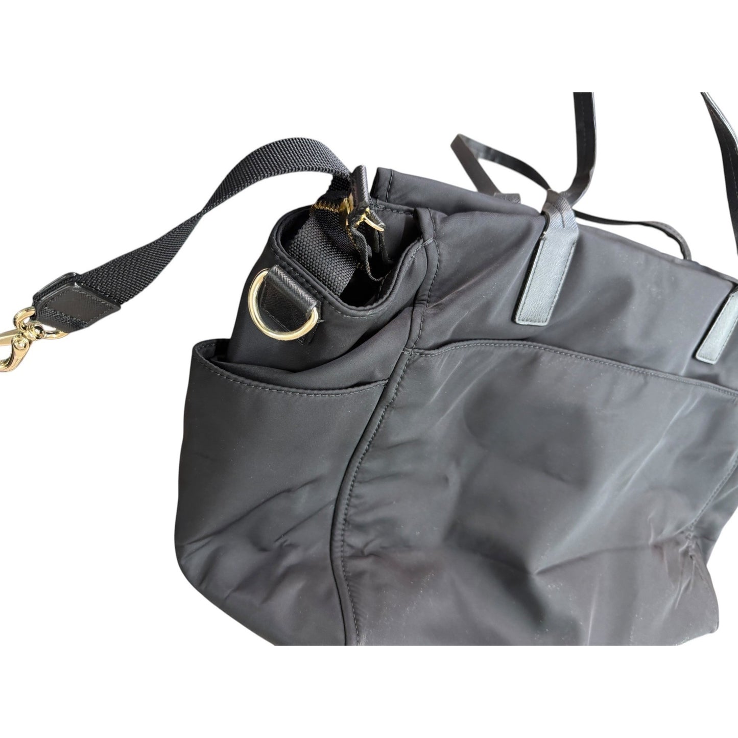 Kate Spade Black Nylon Diaper Bag With Leather Straps & Multiple Pockets
