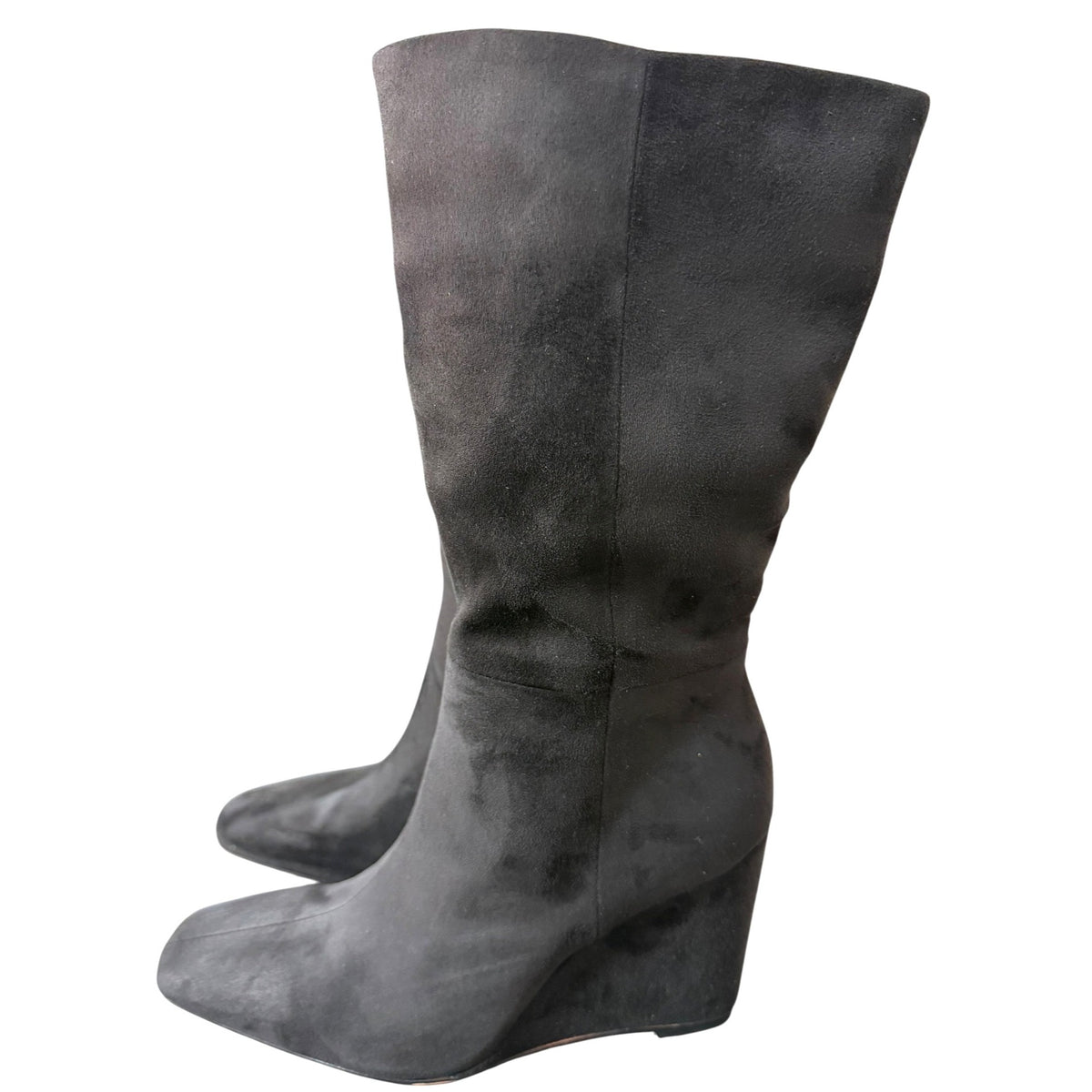 Gabrielle Union Black Suede Wedge Boots Size 7 With Box