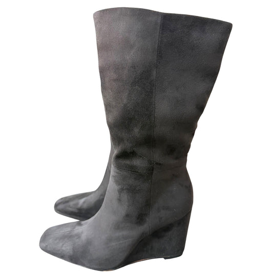 Gabrielle Union Black Suede Wedge Boots Size 7 With Box