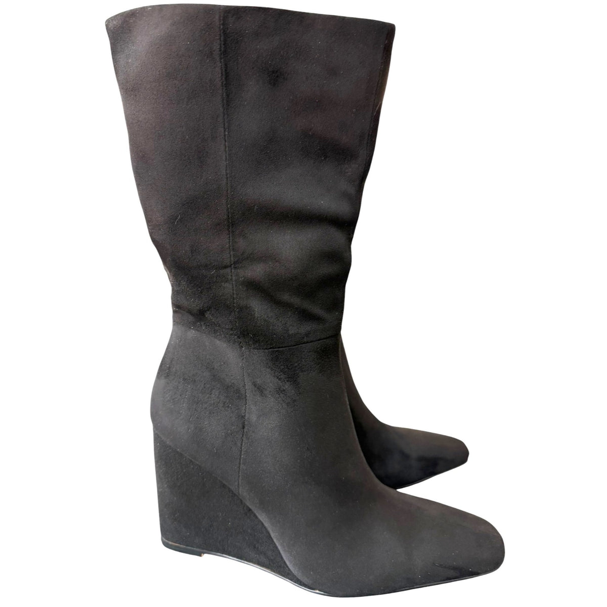 Gabrielle Union Black Suede Wedge Boots Size 7 With Box