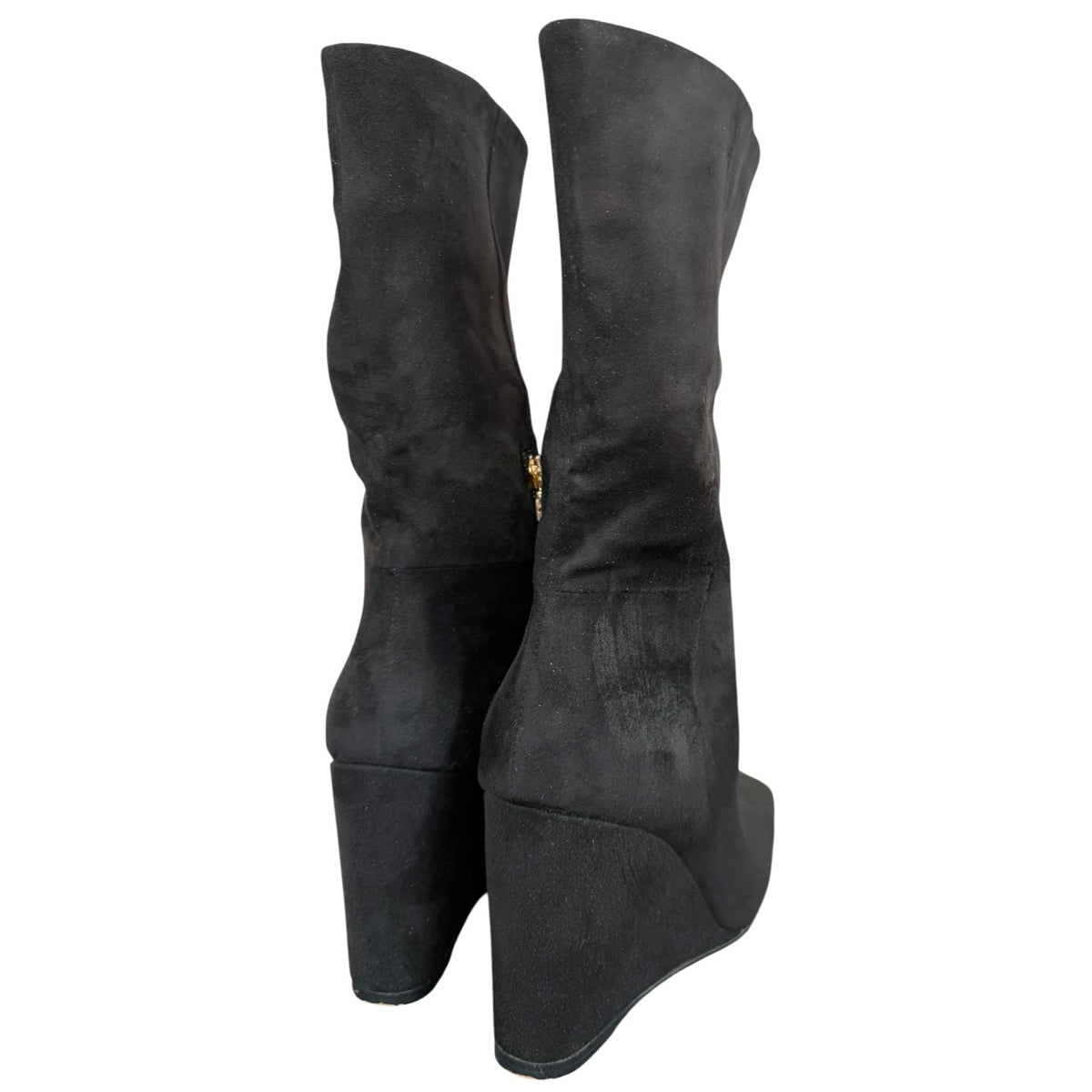 Gabrielle Union Black Suede Wedge Boots Size 7 With Box