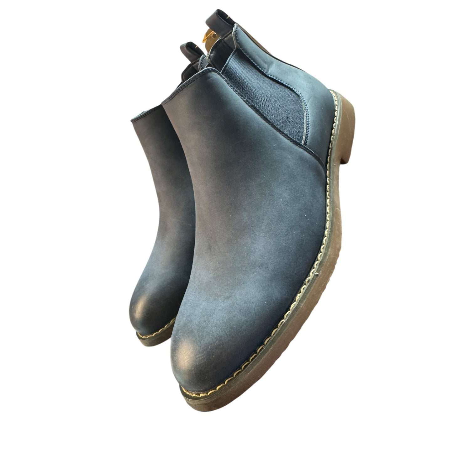 Men's Chelsea Slip On Ankle Boots Size 8 Leather Upper & Rubber Sole Black