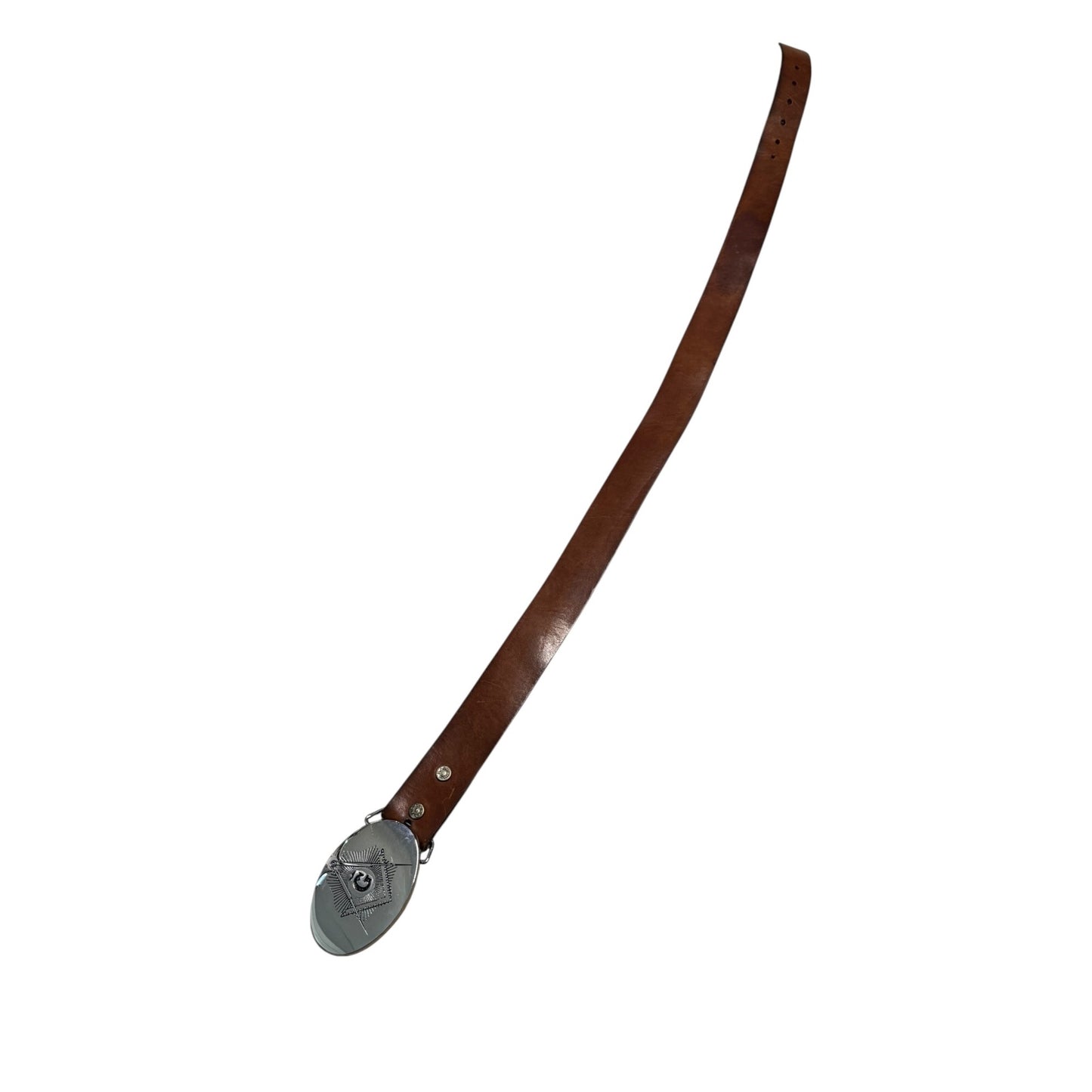Levi Leather Belt with Solid Brass Masonic Freemasons Belt Buckle