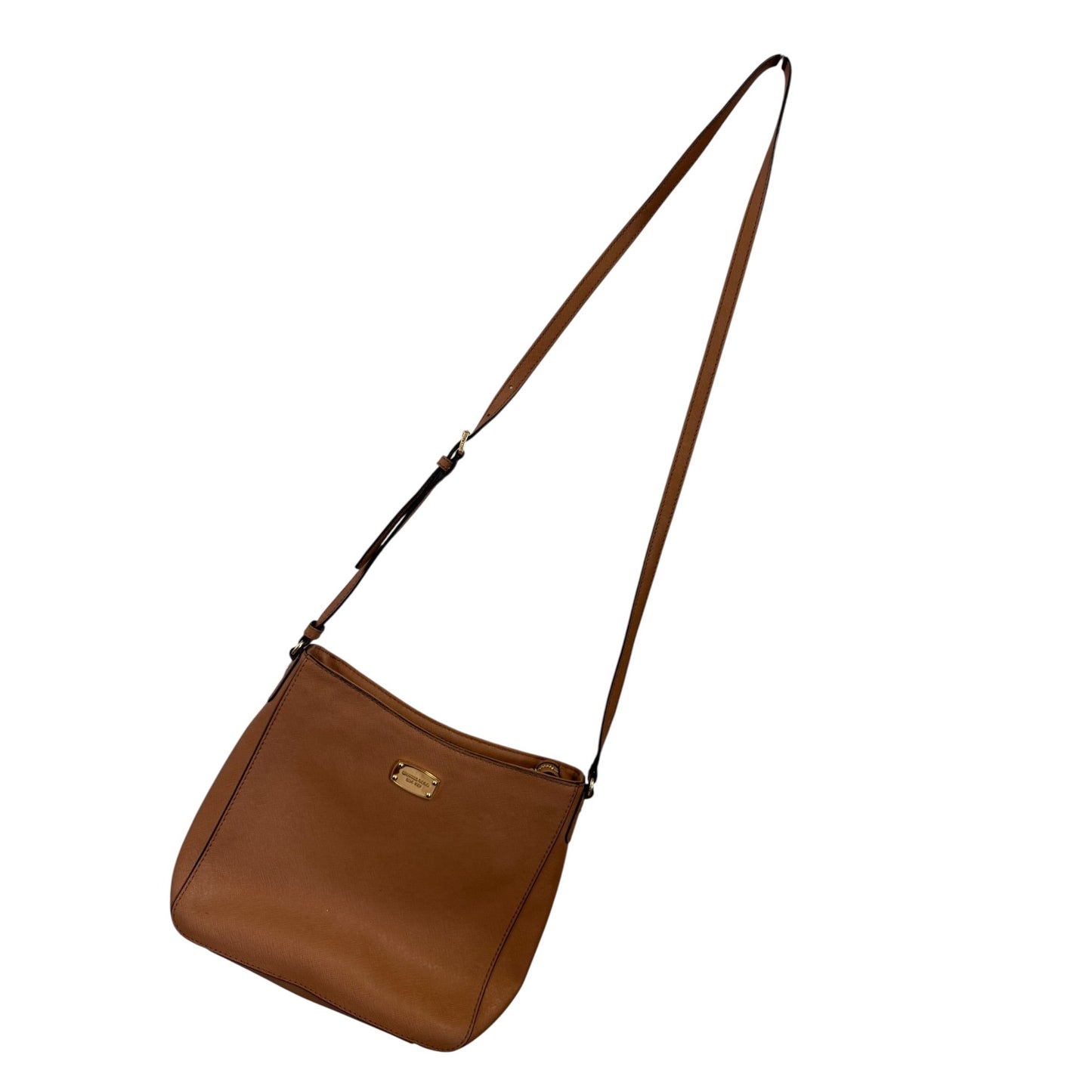 Michael Kors Jet Set Large Brown Leather Messenger Shoulder Bag
