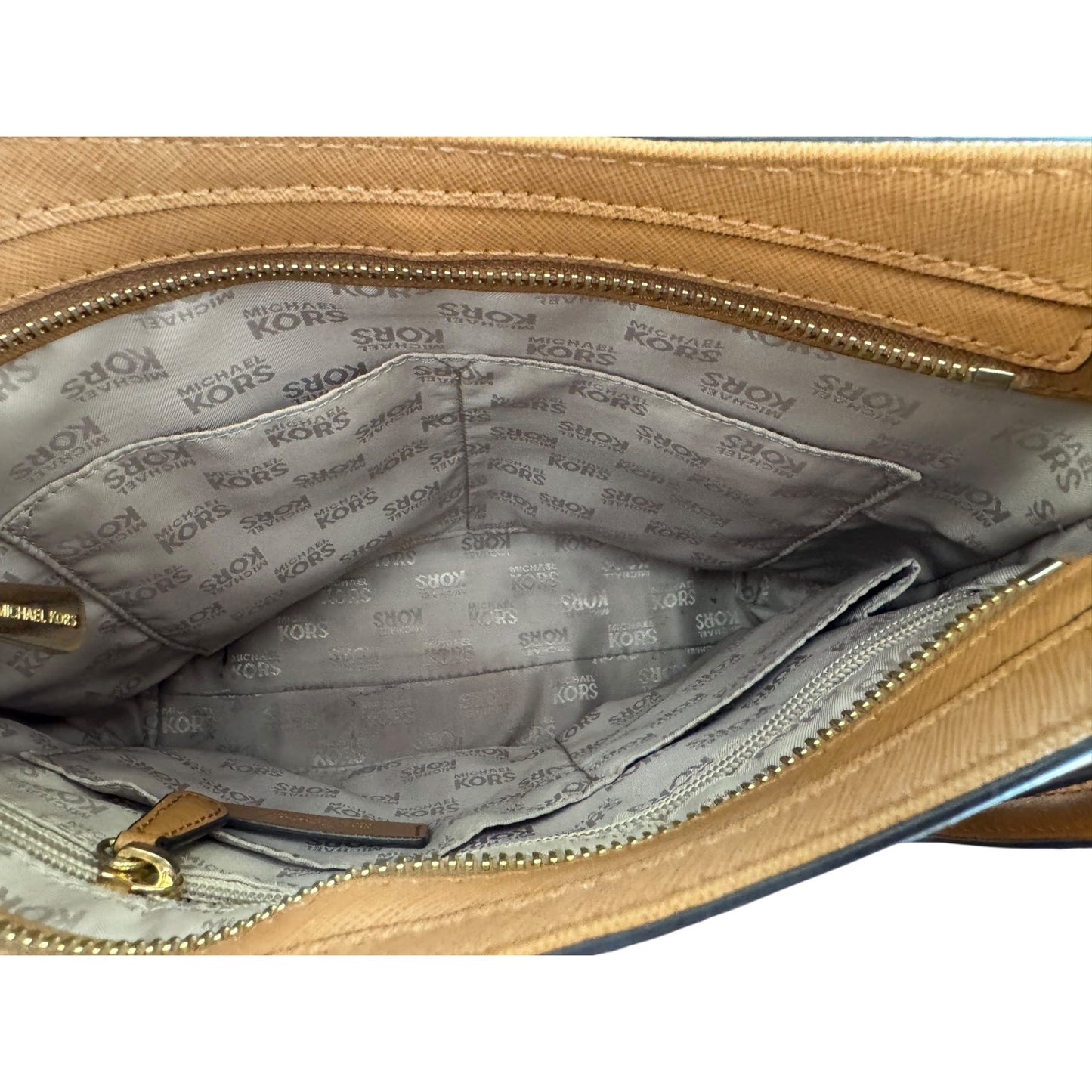 Michael Kors Jet Set Large Brown Leather Messenger Shoulder Bag