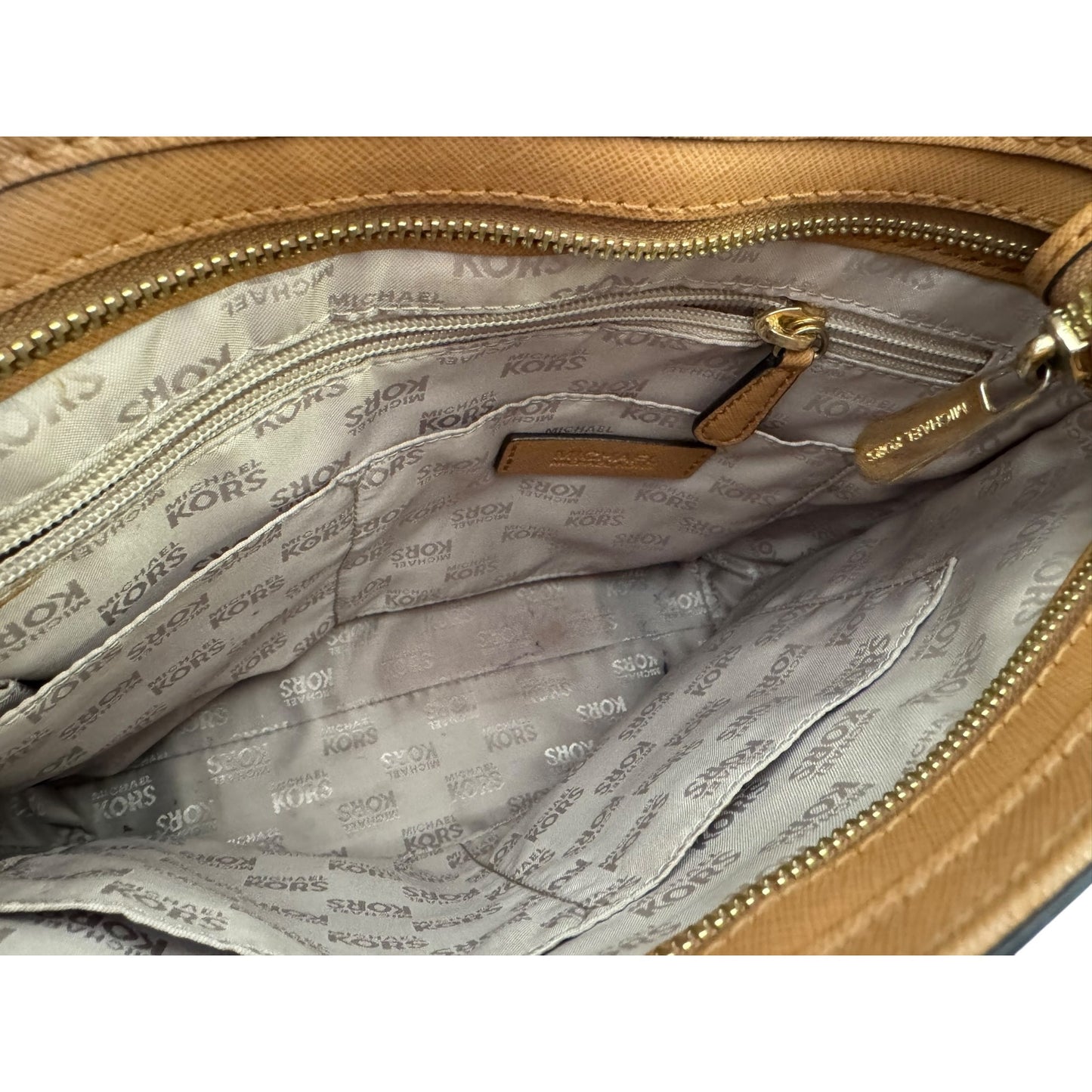 Michael Kors Jet Set Large Brown Leather Messenger Shoulder Bag