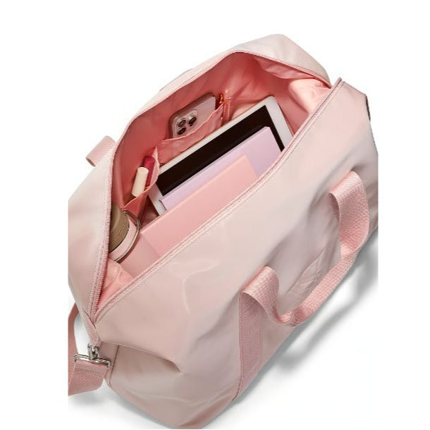 Victorias Secret Pink Metallic Duffle Bag With Adjustable Strap & Top Zip Closure