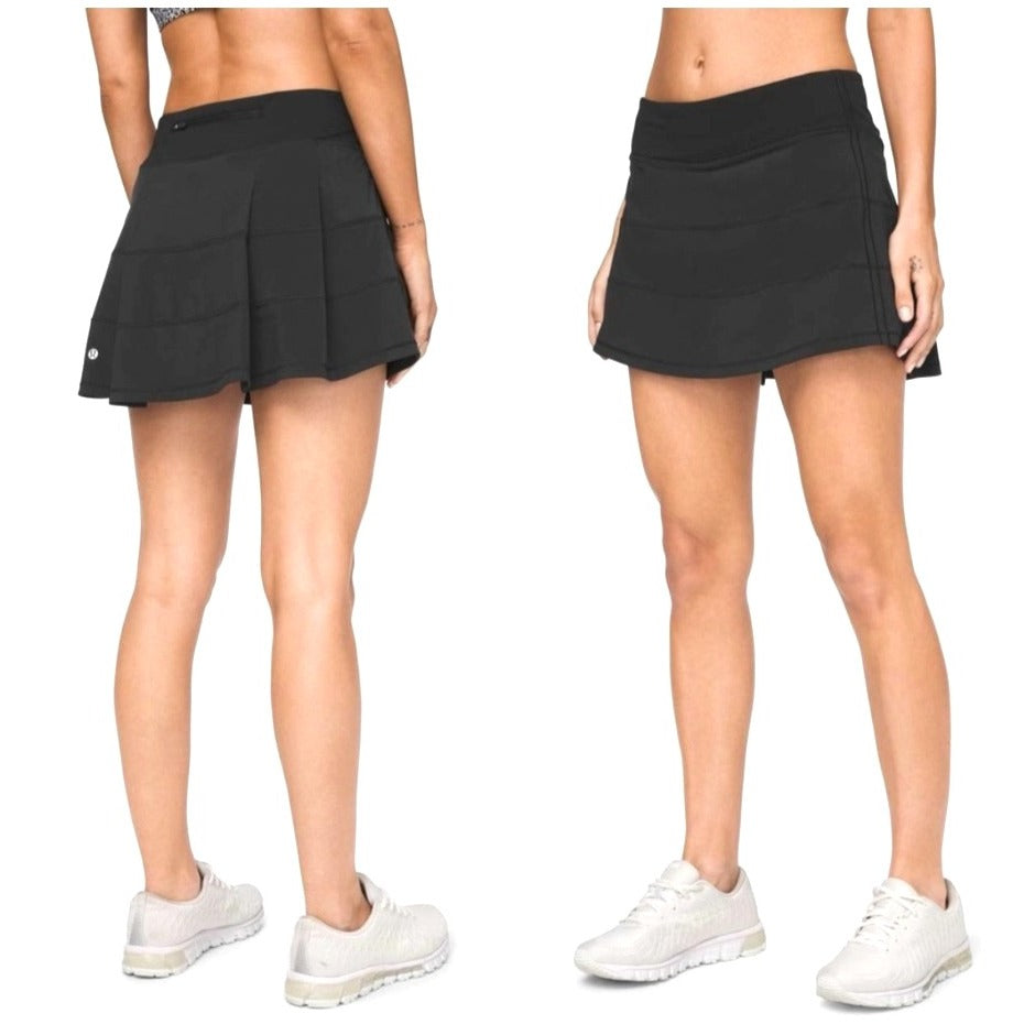 Lululemon Size 6 Black Athletic Skort With Built-In Shorts & Back Zipper Pocket