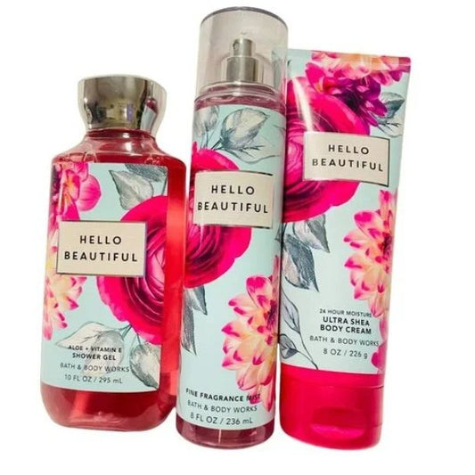 Hello Beautiful Bath & Body Works 3 Piece Set New
