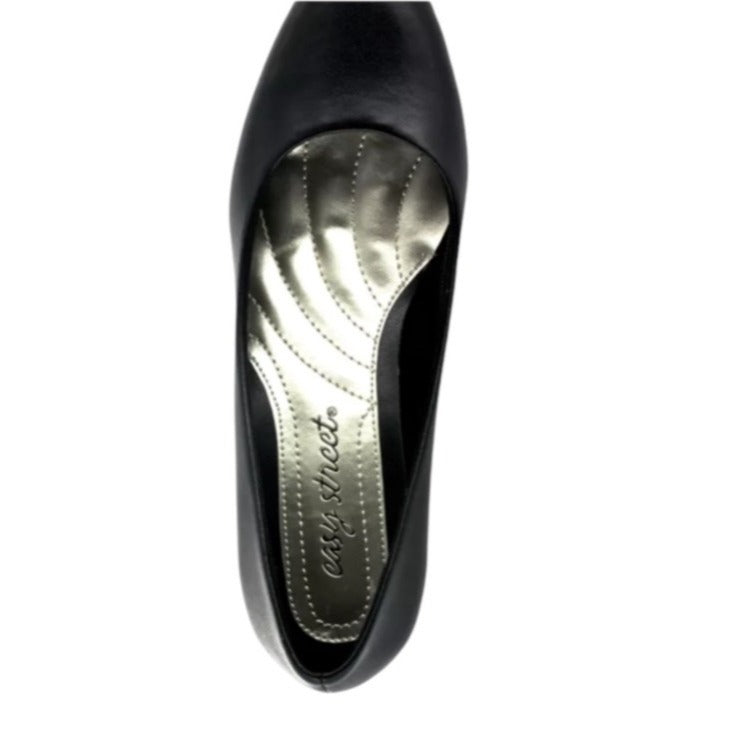 Easy Street Black Low Heel Pumps Womens Size 11W Slip-On Comfortable Work Or Dress Shoes