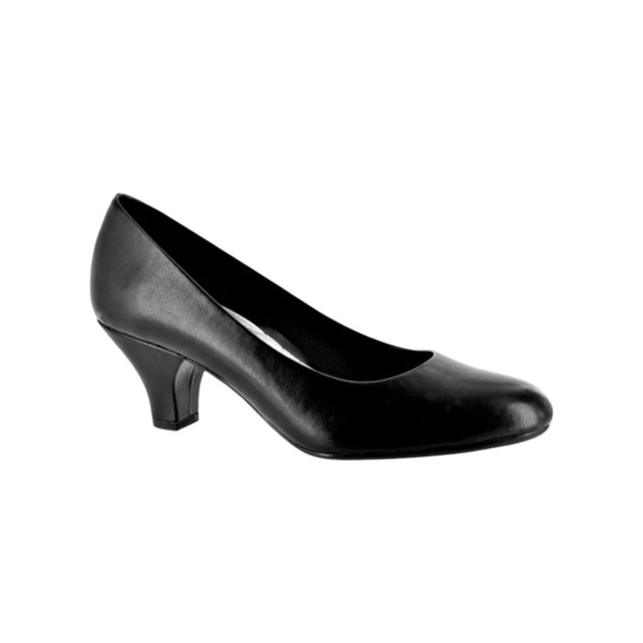 Easy Street Black Low Heel Pumps Womens Size 11W Slip-On Comfortable Work Or Dress Shoes