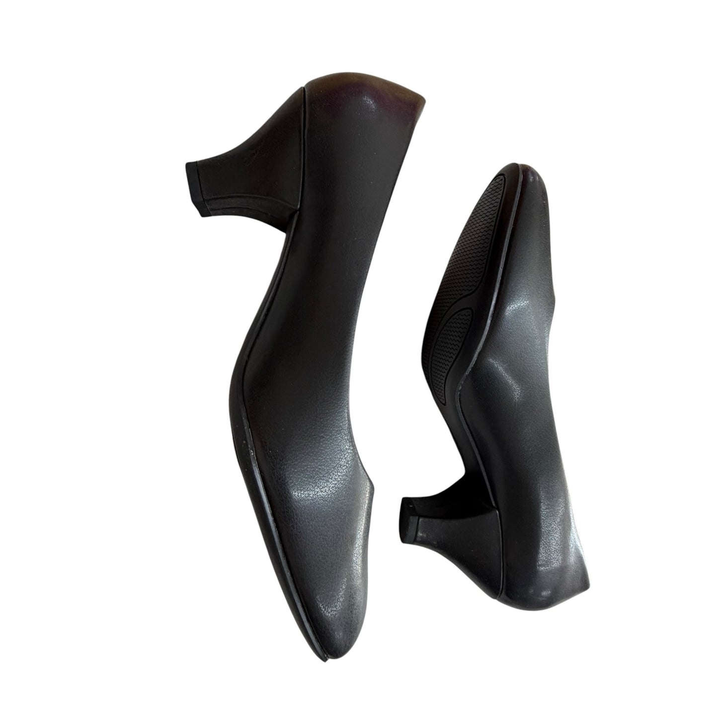 Easy Street Black Low Heel Pumps Womens Size 11W Slip-On Comfortable Work Or Dress Shoes