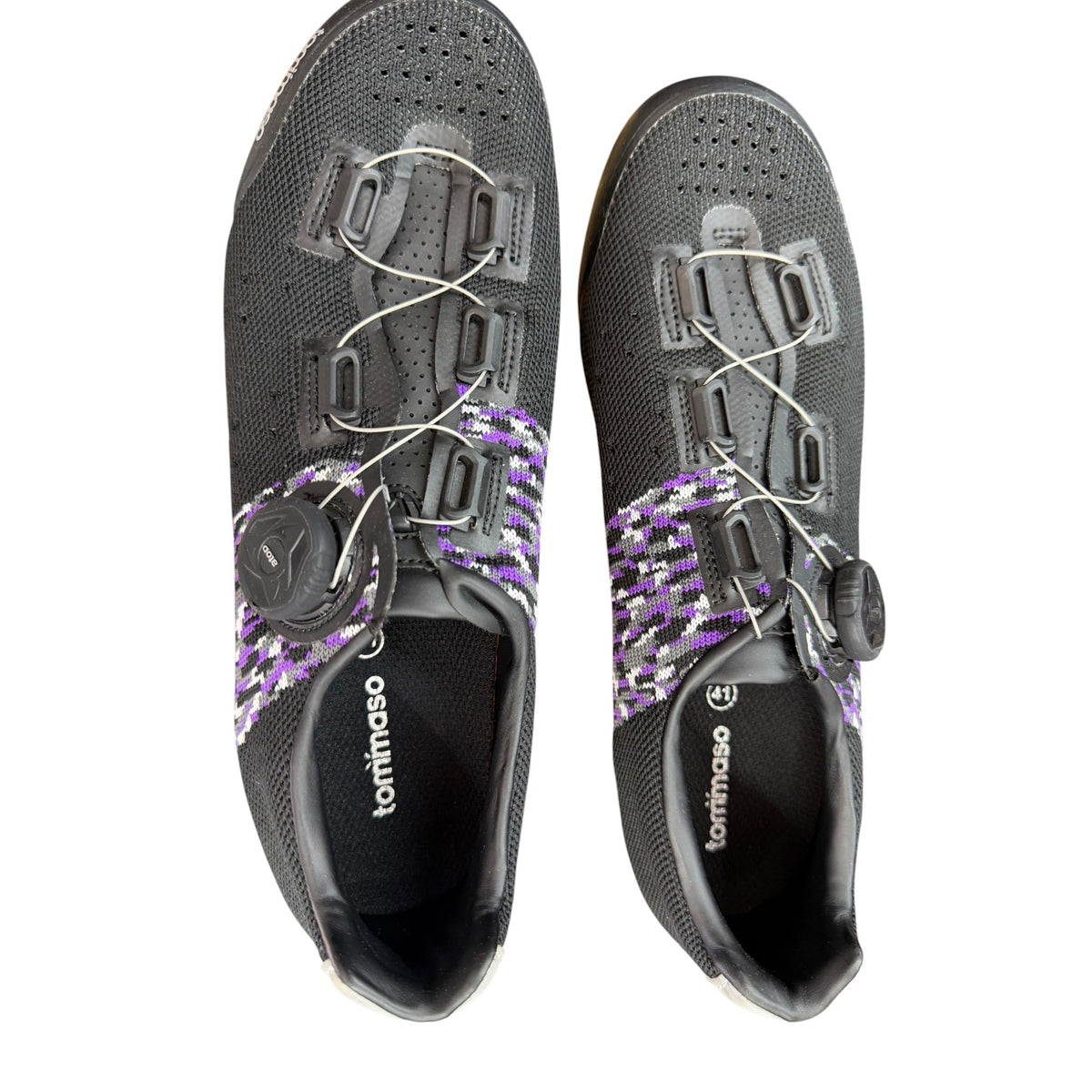 Tommaso Black & Purple Road Cycling Shoes With Cleats EU 41 US 10W NWB