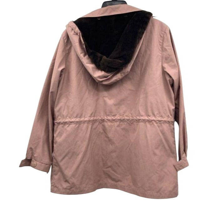 London Fog Women's Coat W/ Faux Fur Lining Removable Hood Size 15/16 Regular
