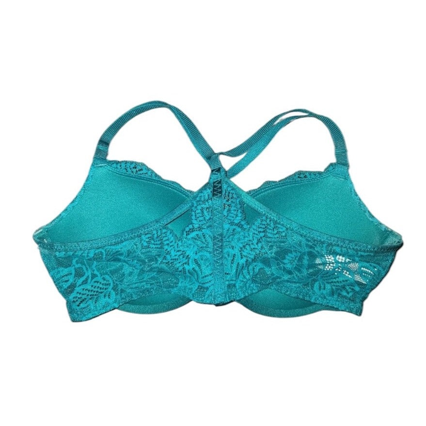 Auden 34A Aqua Lace Push-Up Bra With Racerback Teal Adjusting Straps NWT