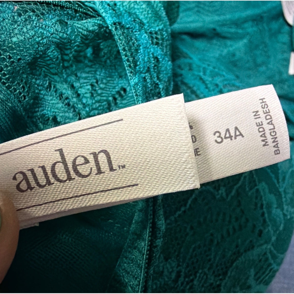 Auden 34A Aqua Lace Push-Up Bra With Racerback Teal Adjusting Straps NWT