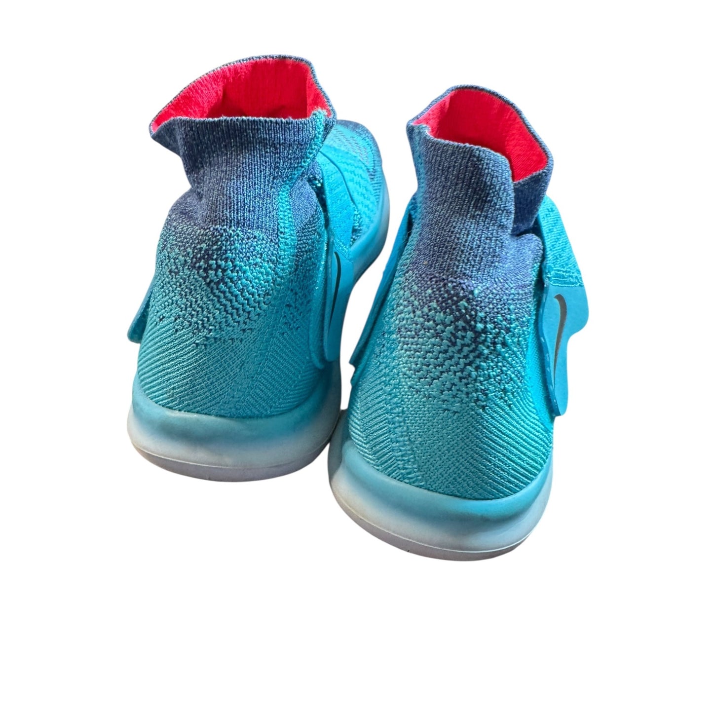 Nike Free RN Motion Flyknit Running Shoes Blue Aqua Red Slip-On Lightweight Womens Size 8