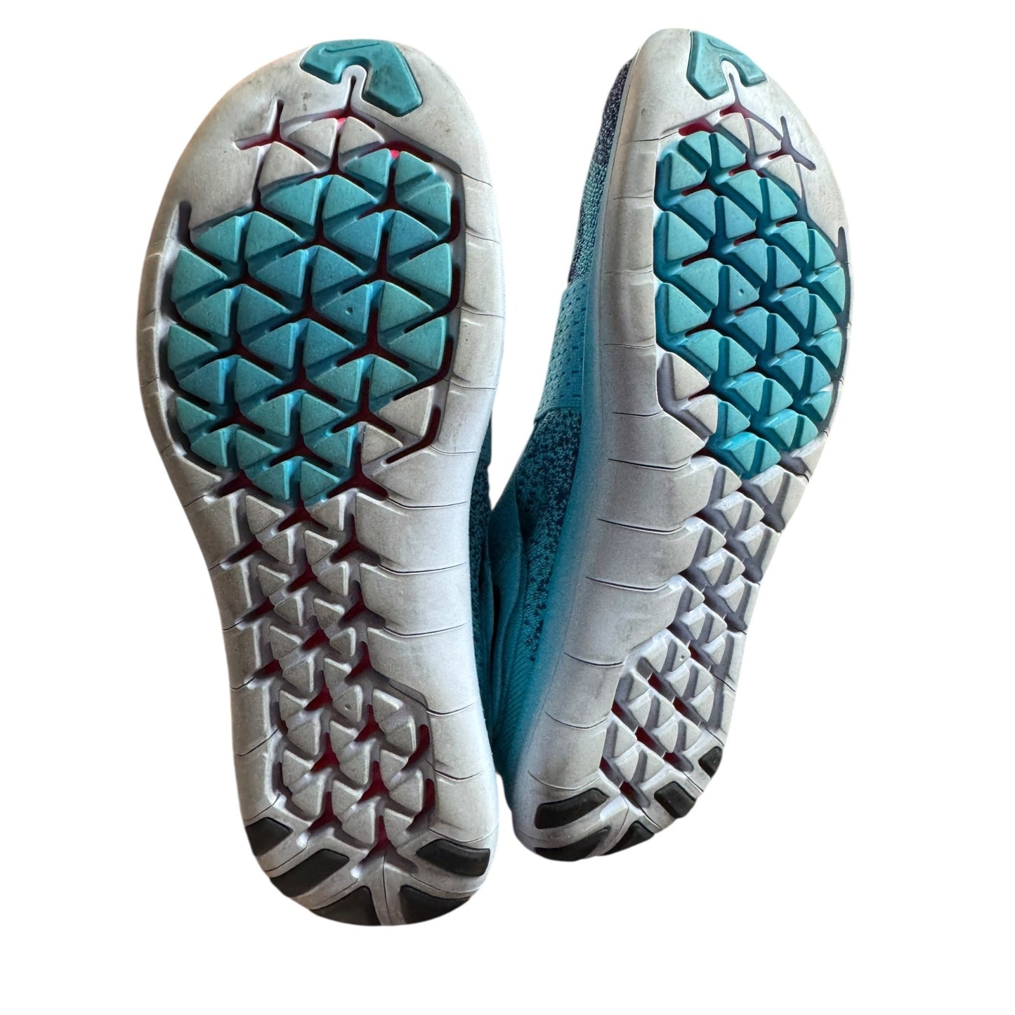 Nike Free RN Motion Flyknit Running Shoes Blue Aqua Red Slip-On Lightweight Womens Size 8