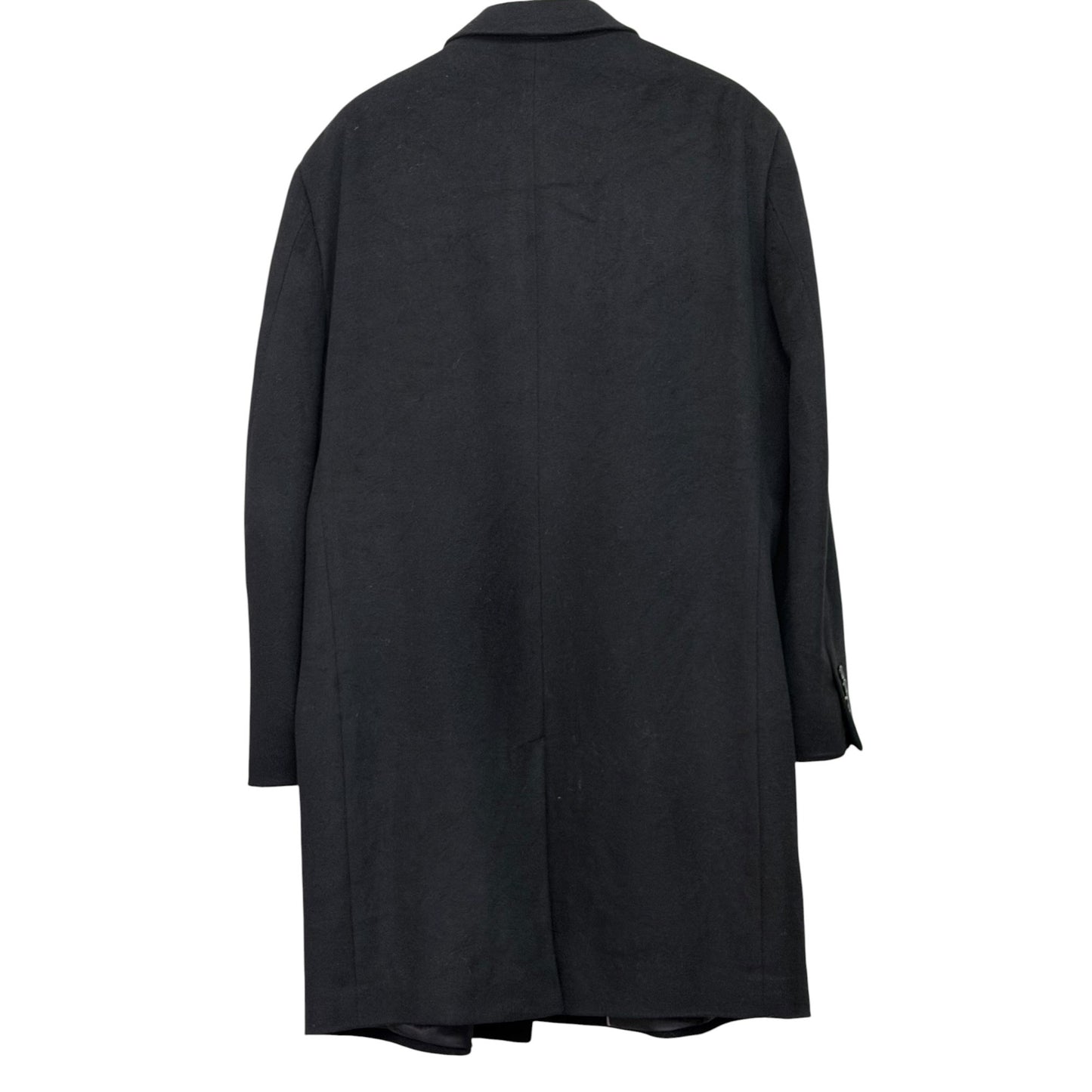 Chaps Black Wool-Blend Overcoat Men's SZ L Long Sleeve Button Front Lined Classic Fit