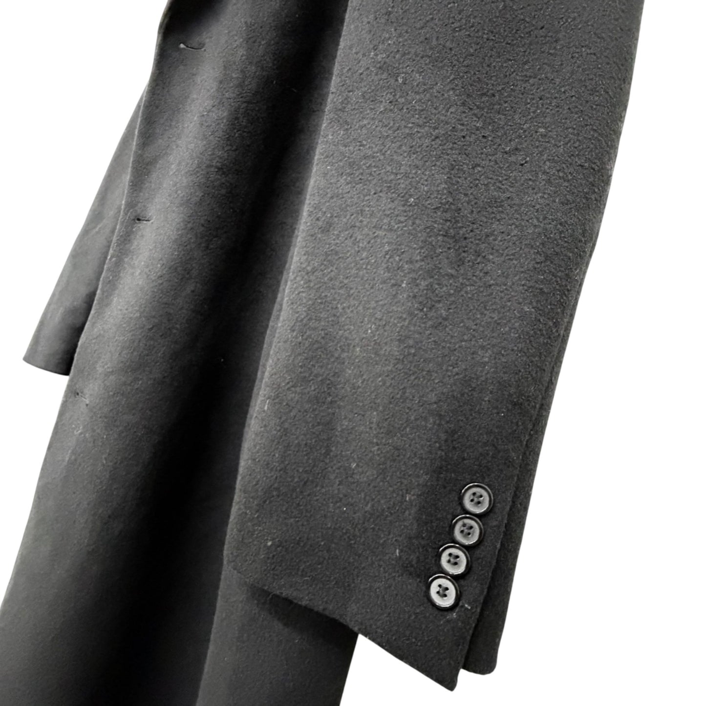 Chaps Black Wool-Blend Overcoat Men's SZ L Long Sleeve Button Front Lined Classic Fit