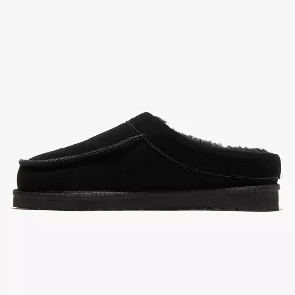 DLuxe by dearfoams Mens Shearling-Lined Black Suede Slip-On Slipper size 11 NWT