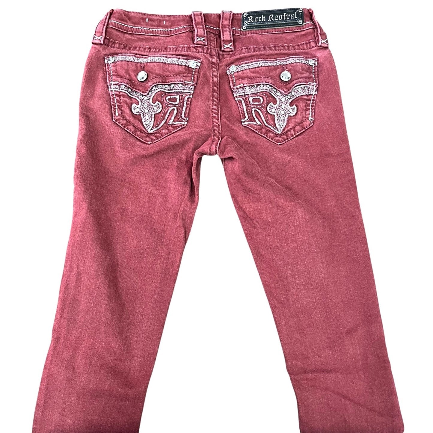 Rock Revival Burgundy Skinny Jeans Women's Sz 28
