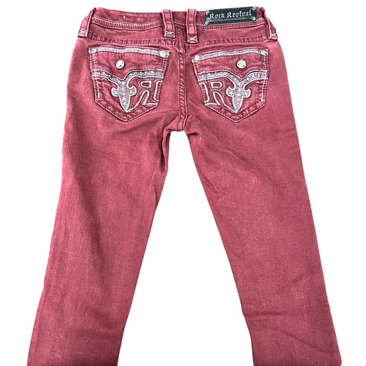 Rock Revival Burgundy Skinny Jeans Women's Sz 26