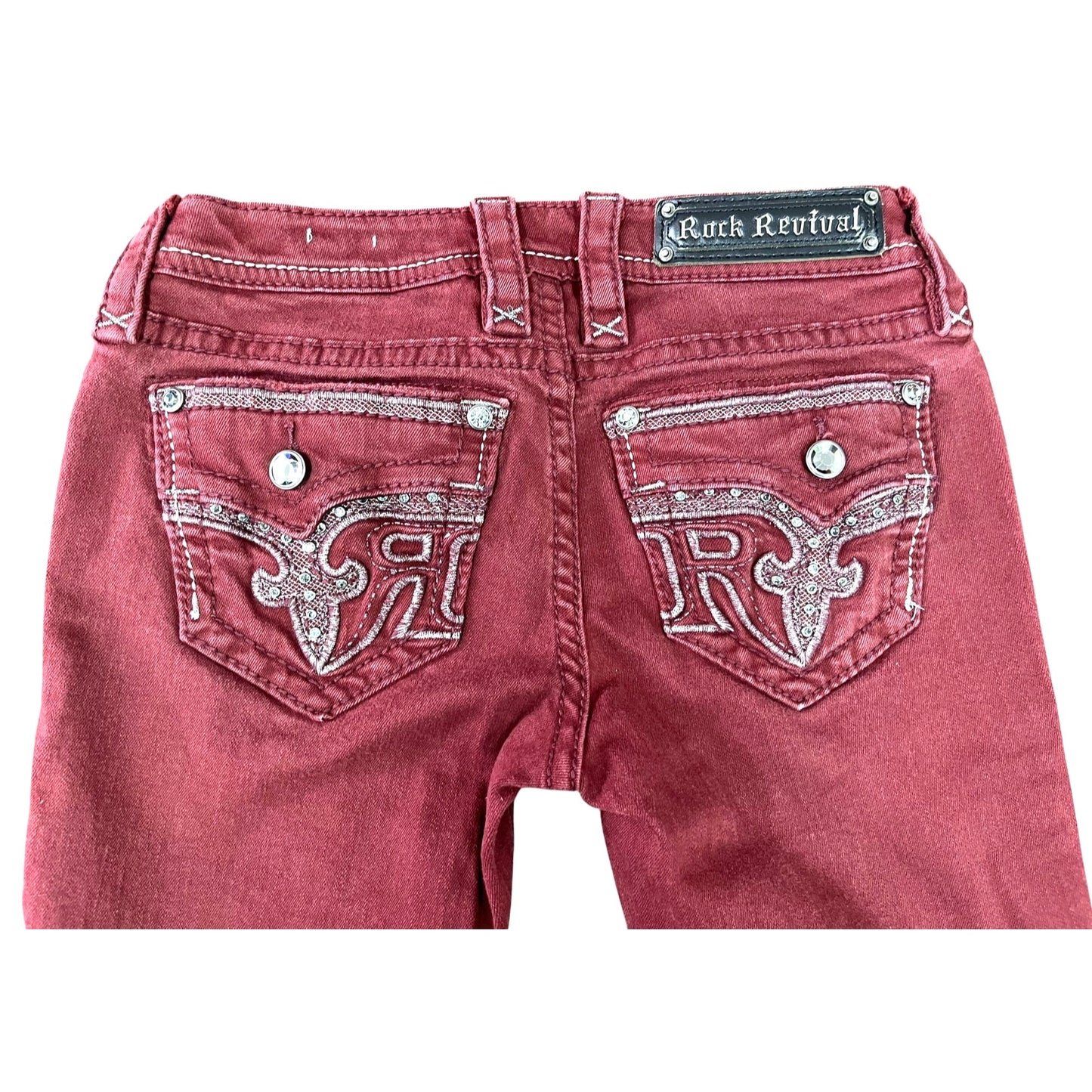 Rock Revival Burgundy Skinny Jeans Women's Sz 28