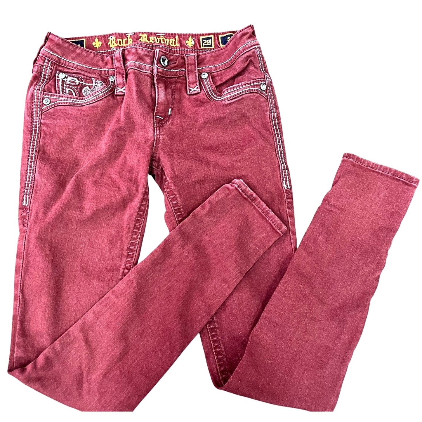 Rock Revival Burgundy Skinny Jeans Women's Sz 28