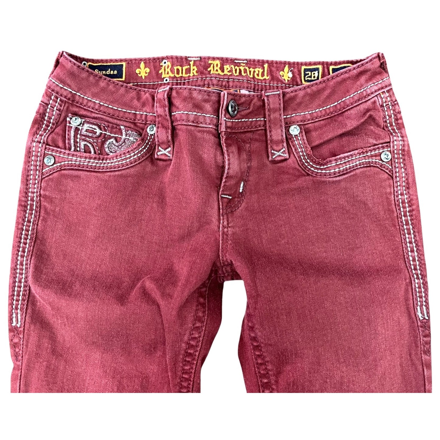 Rock Revival Burgundy Skinny Jeans Women's Sz 28