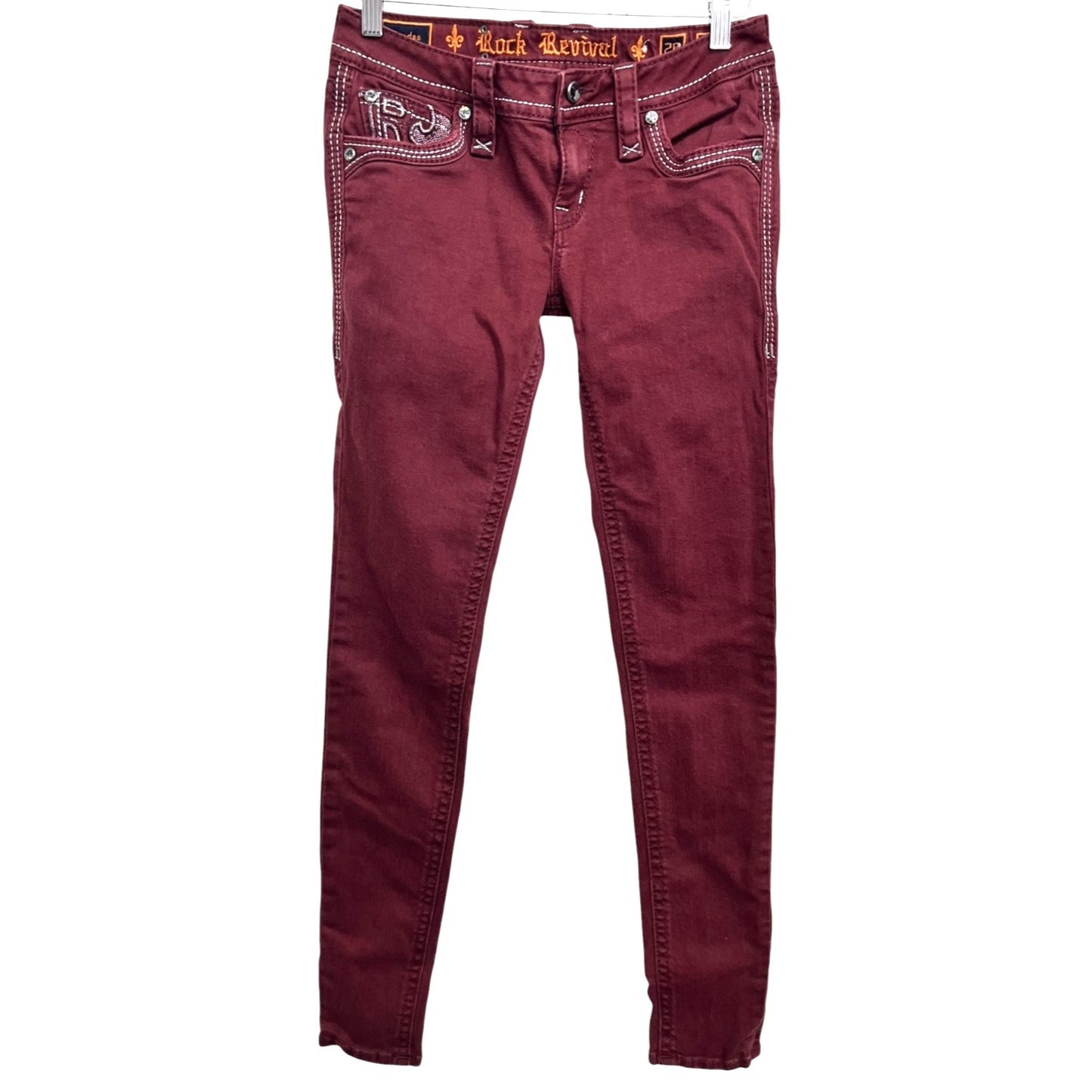 Rock Revival Burgundy Skinny Jeans Women's Sz 28