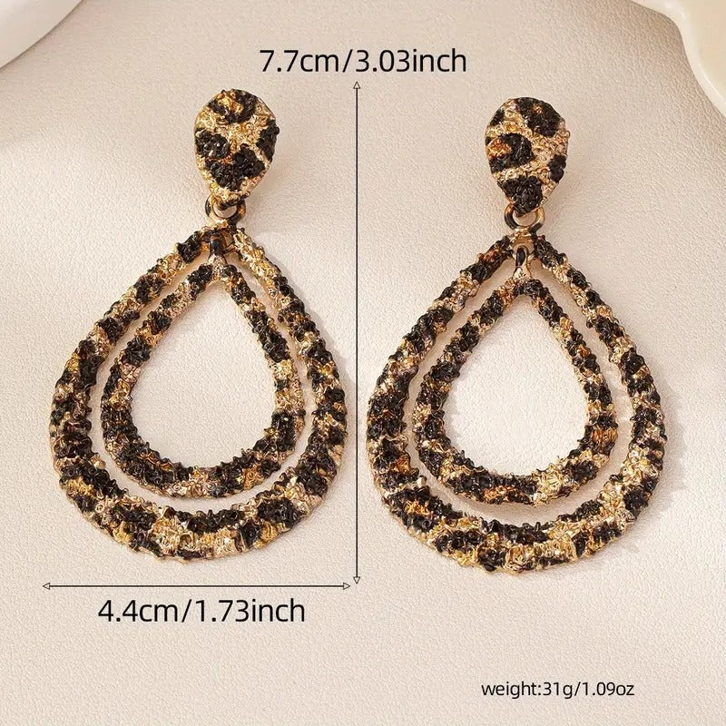 Vintage-Style Gold Tone & Black Crystal Teardrop Dangle Earrings