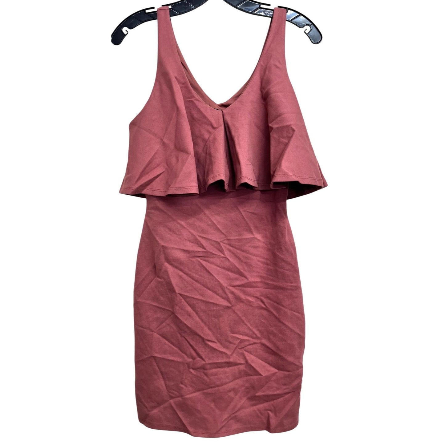 Gianni Bini Sleeveless Ruffle Overlay V-Neck Dress In Dusty Rose - Size S