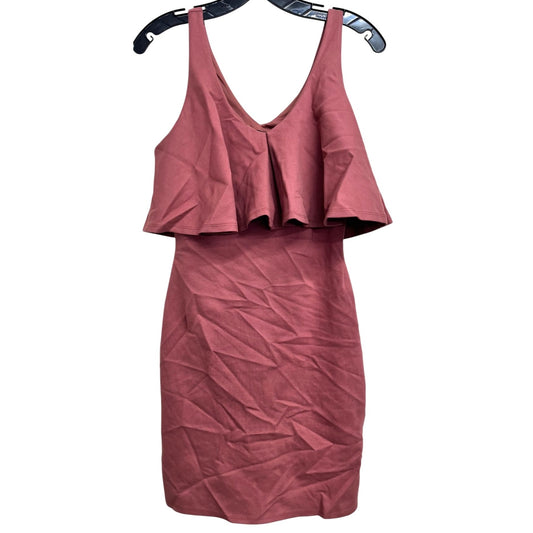 Gianni Bini Sleeveless Ruffle Overlay V-Neck Dress In Dusty Rose - Size S