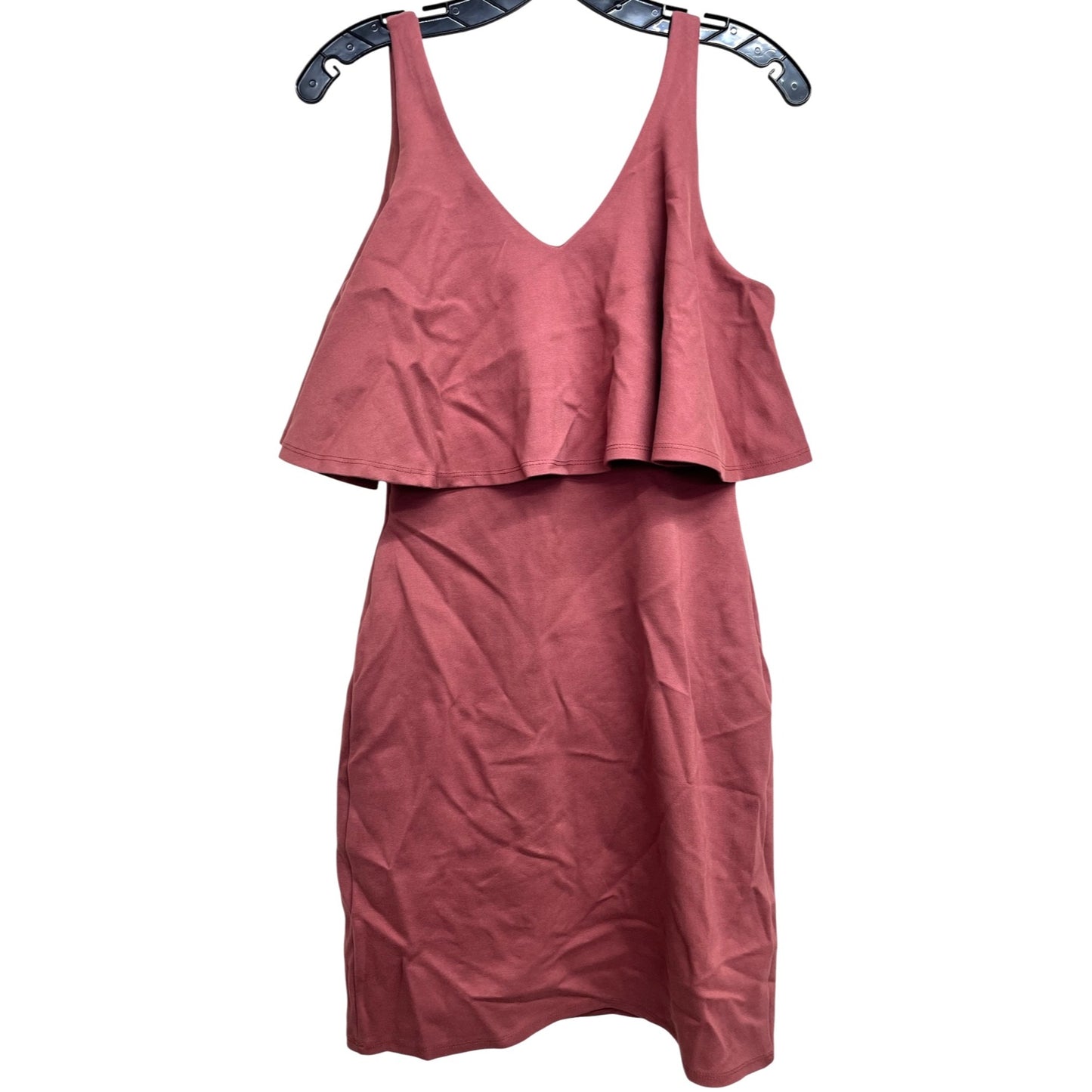 Gianni Bini Sleeveless Ruffle Overlay V-Neck Dress In Dusty Rose - Size S