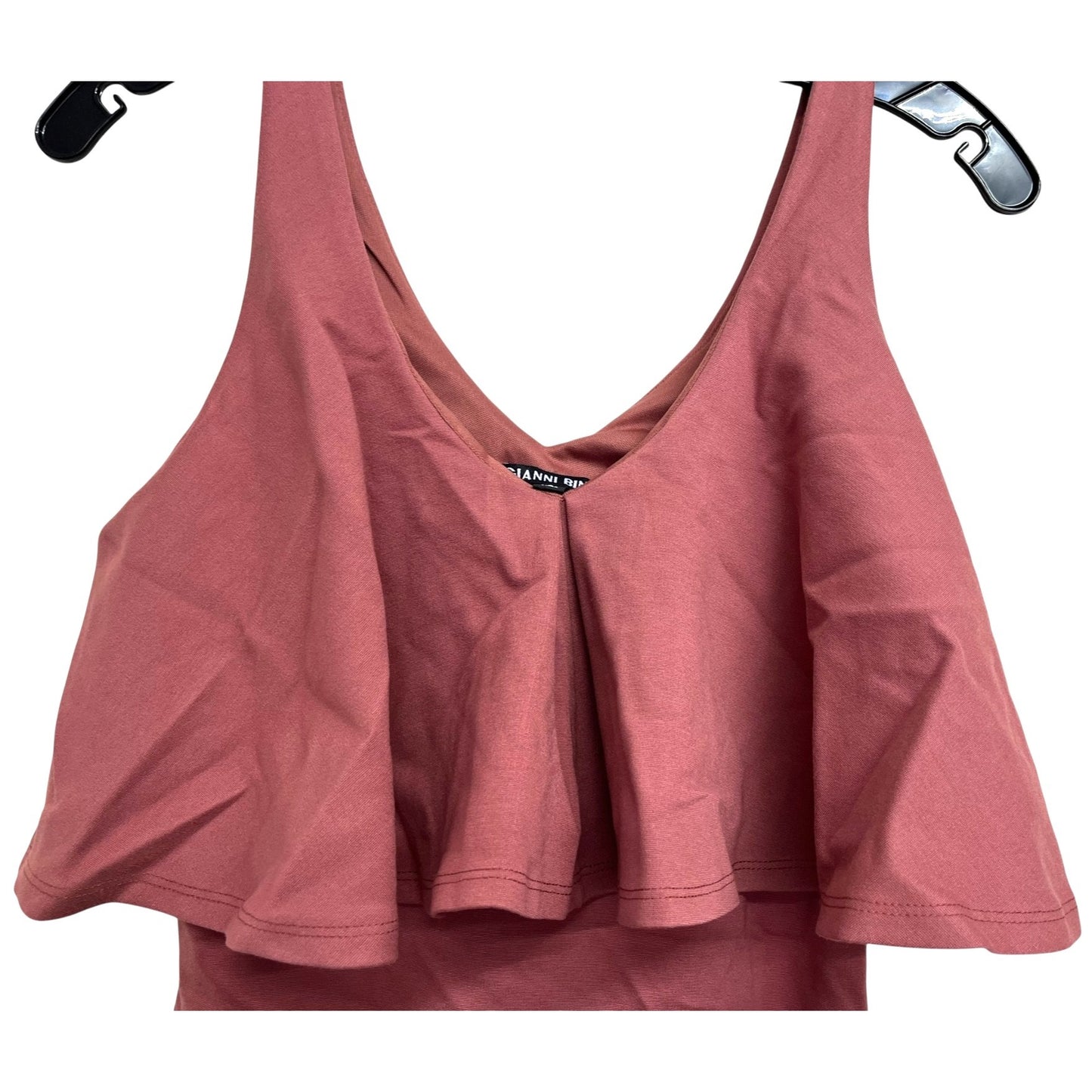 Gianni Bini Sleeveless Ruffle Overlay V-Neck Dress In Dusty Rose - Size S