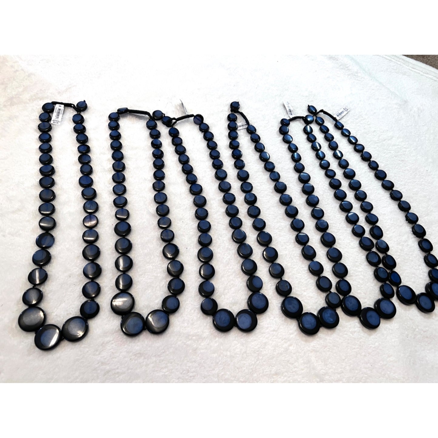 Carolee New York Black & Blue Statement Necklace 18" Long Round Resin Beads Adjustable Closure
