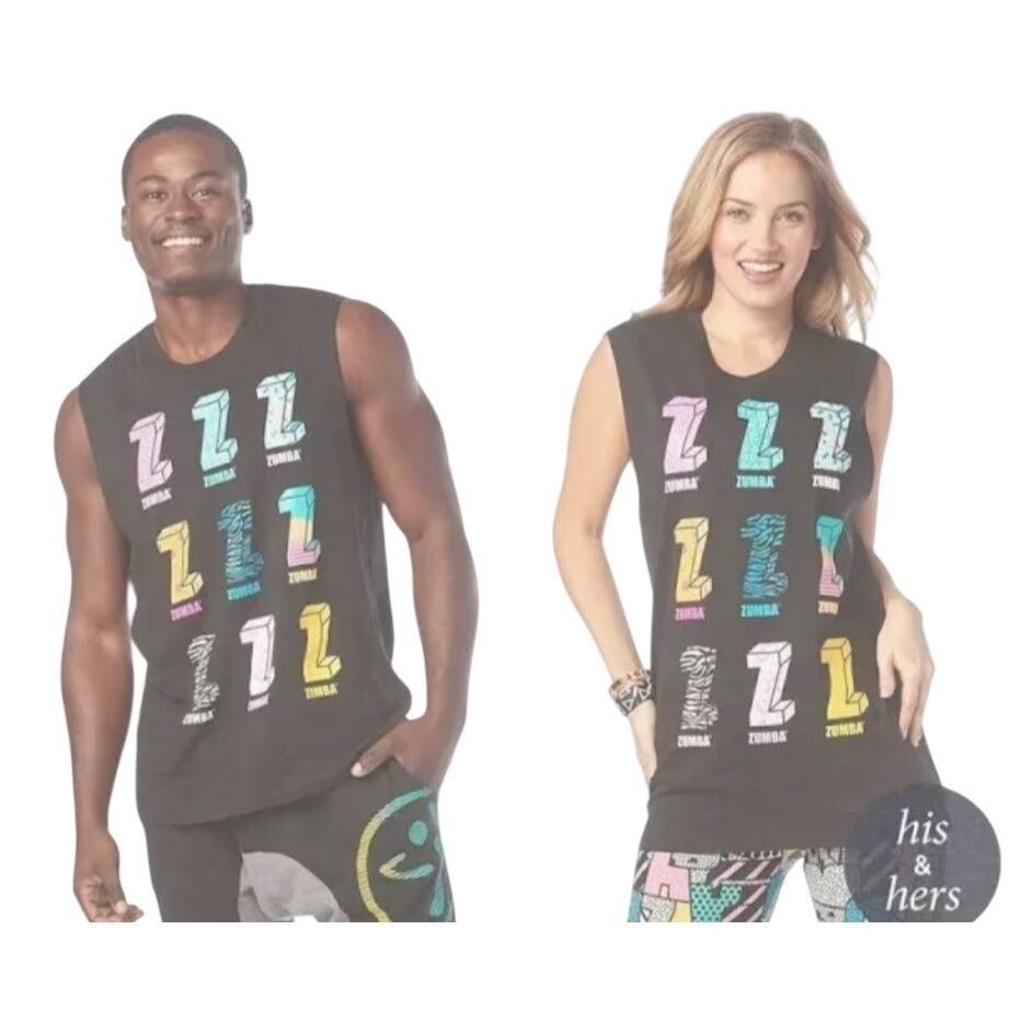 I Want My Zumba Muscle Tank Bold Black XS/S Unisex Soft Cotton Blend NWT