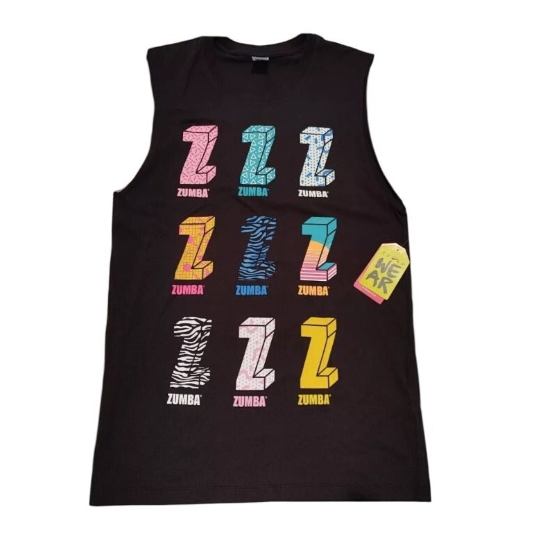 I Want My Zumba Muscle Tank Bold Black XS/S Unisex Soft Cotton Blend NWT