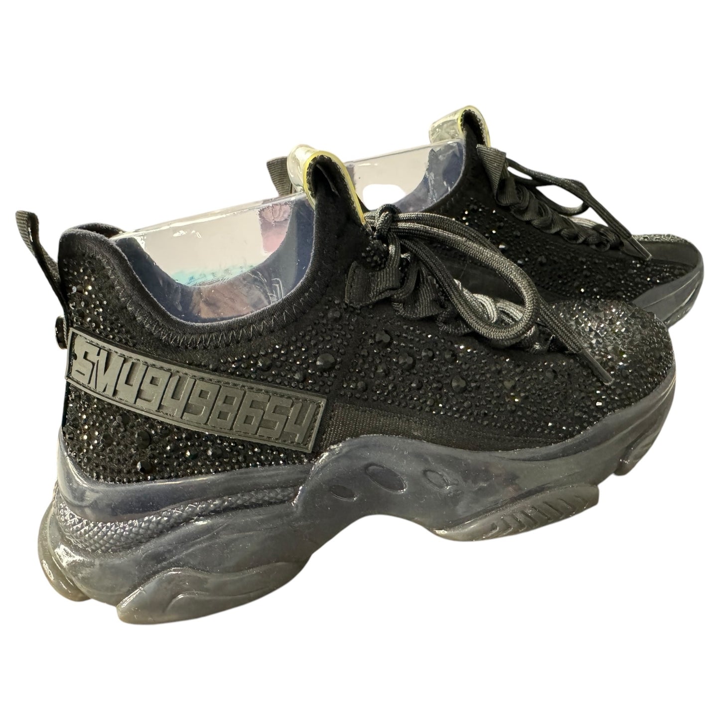 NWOT Steve Madden Maxima-R Black Rhinestone Embellished Sneakers Women's Size 8