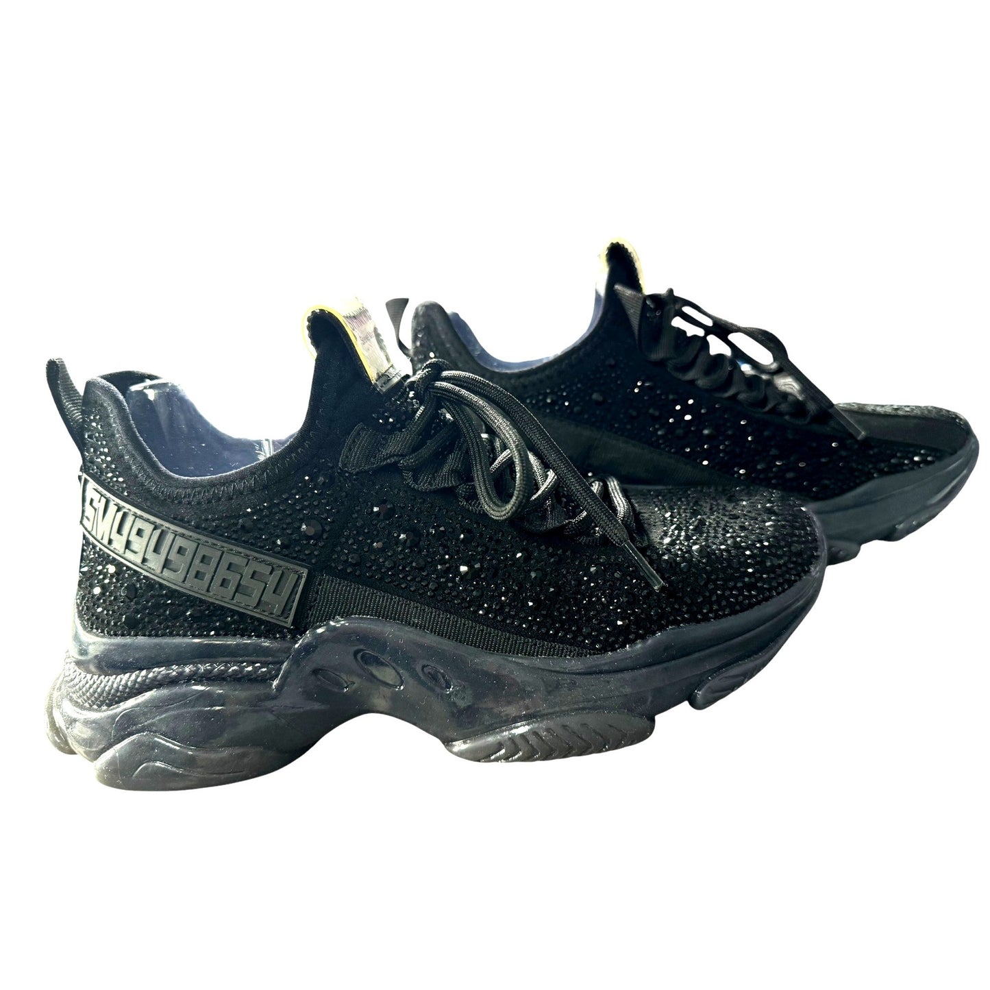 NWOT Steve Madden Maxima-R Black Rhinestone Embellished Sneakers Women's Size 8