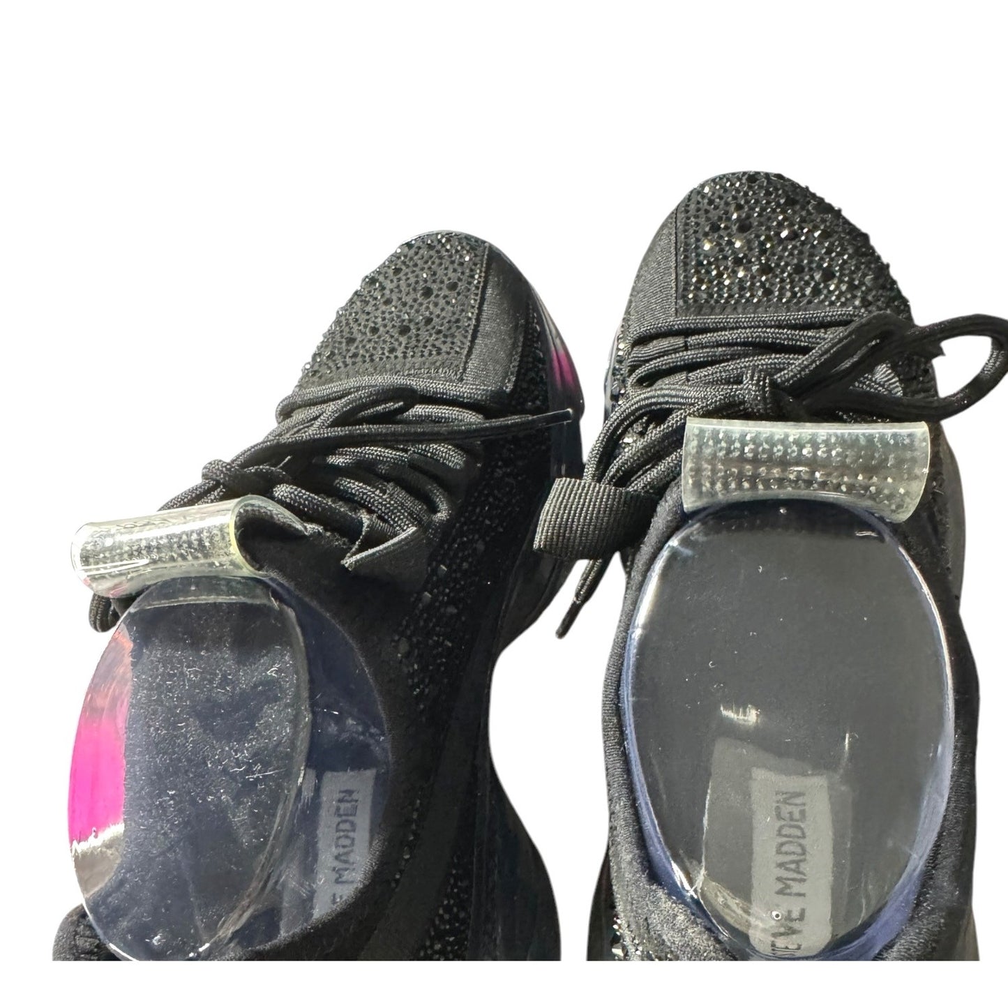 NWOT Steve Madden Maxima-R Black Rhinestone Embellished Sneakers Women's Size 8