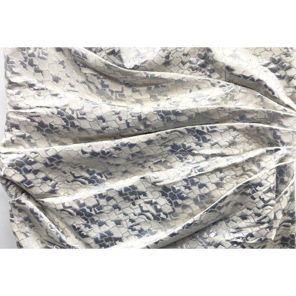 London Times One-Shoulder Cream & Silver Sequin Dress Size 6 Patterned Beaded Shoulder Embellishments