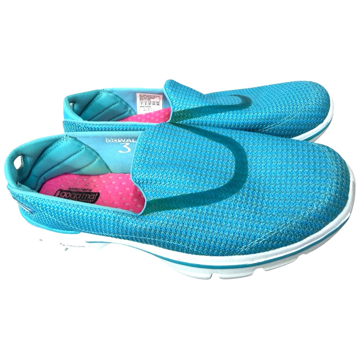 Skechers Go Walk 3 Aqua Blue Slip-On Shoes Women's Size 7