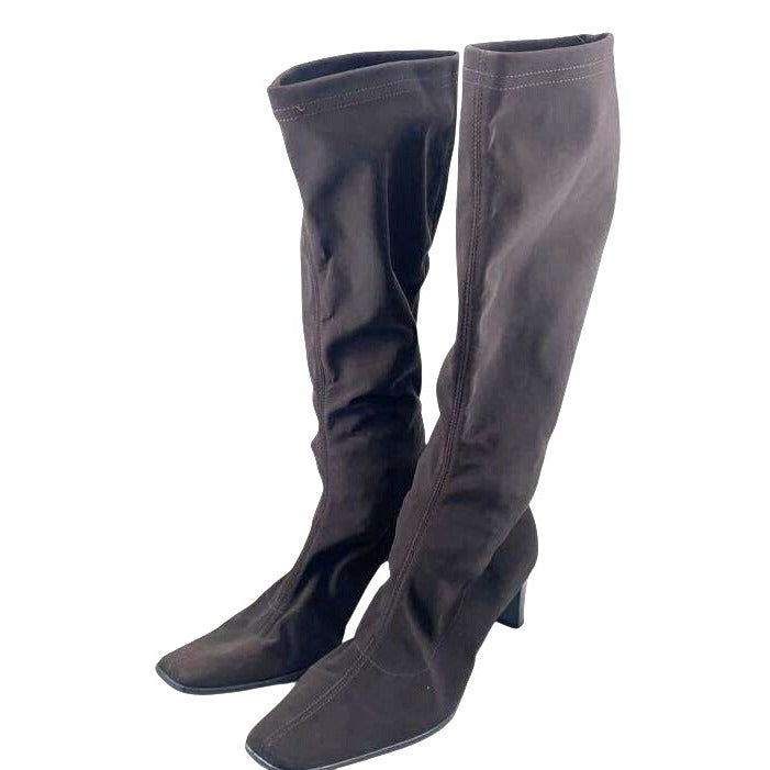 Vera Gomma Dark Brown Stretch Sock Boots Women’s Size 10M Made In Italy