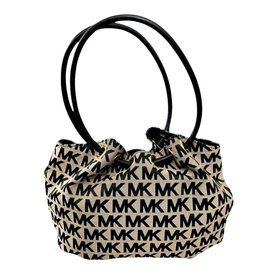 Michael Kors East/West Black Signature Canvas Ring Tote Handbag